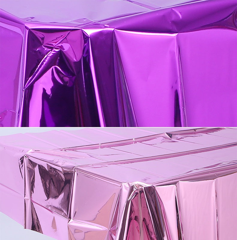 Bulk 5 Pcs Aluminum Foil Rectangle Tablecloth Metallic Waterproof Table Cover for Birthday Wedding Baby Shower Anniversary Party Decorations Wholesale