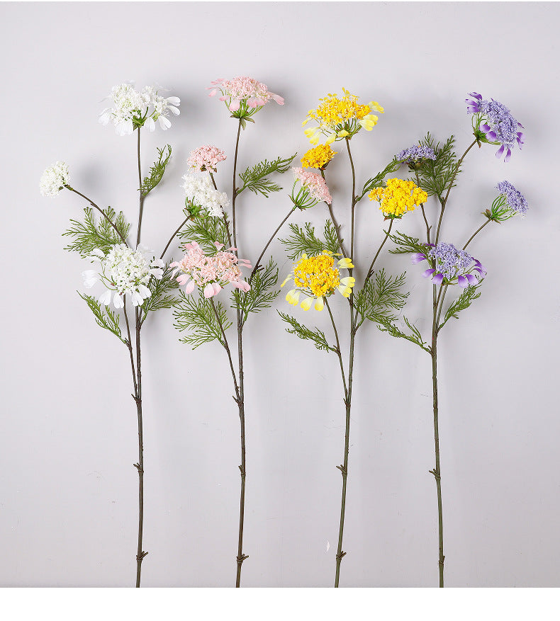 Artificial Dandelion & Snowball Flower Stem, 38" Tall Single Branch with 4 Blooms, Realistic Silk Floral for Wedding Decor, Home & Event Styling (Pink, White, Purple, Yellow)