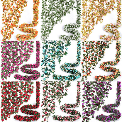 Bulk 8 Pcs Flower Garland 2025 Silk Rose Vine Greenilk Leaves Wedding Arch Boho Wall Decor Reusable Hypoallergenic Party Wholesale