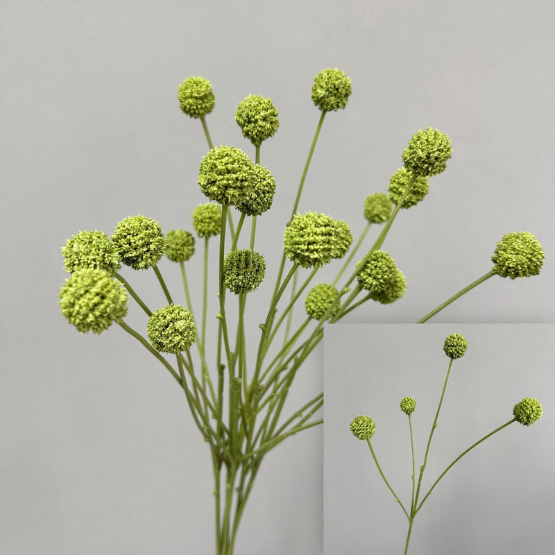 Artificial Craspedia Billy Balls Bush, 4 Yellow Ball Blooms, Plastic, 24" Tall, for Home Decor, Weddings & Window Displays