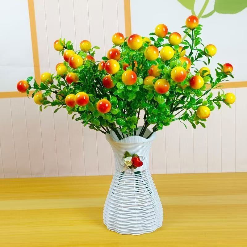 Artificial Wild Berry Bush, Red & Yellow Fortune Fruit Stem, Mixed Materials, for Home, Wedding & Hotel Decor