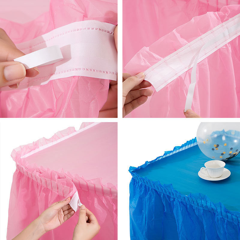 Bulk 2 Pack 54x108 Inch Tablecloth 169x29 Inch Disposable Table Skirt Set PEVA Waterproof Oil-Proof for Wedding Birthday Graduation Decor Wholesale