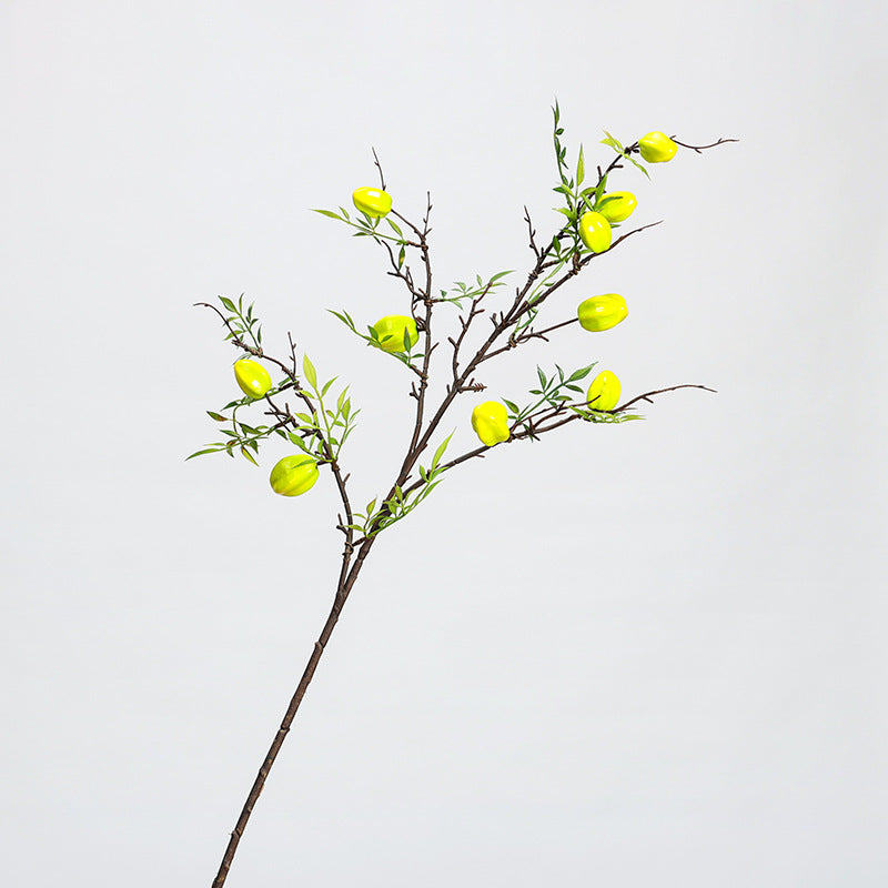 Artificial Starfruit Branch, Realistic Plastic Fruit & Leaves for Home Decor, Weddings & Events