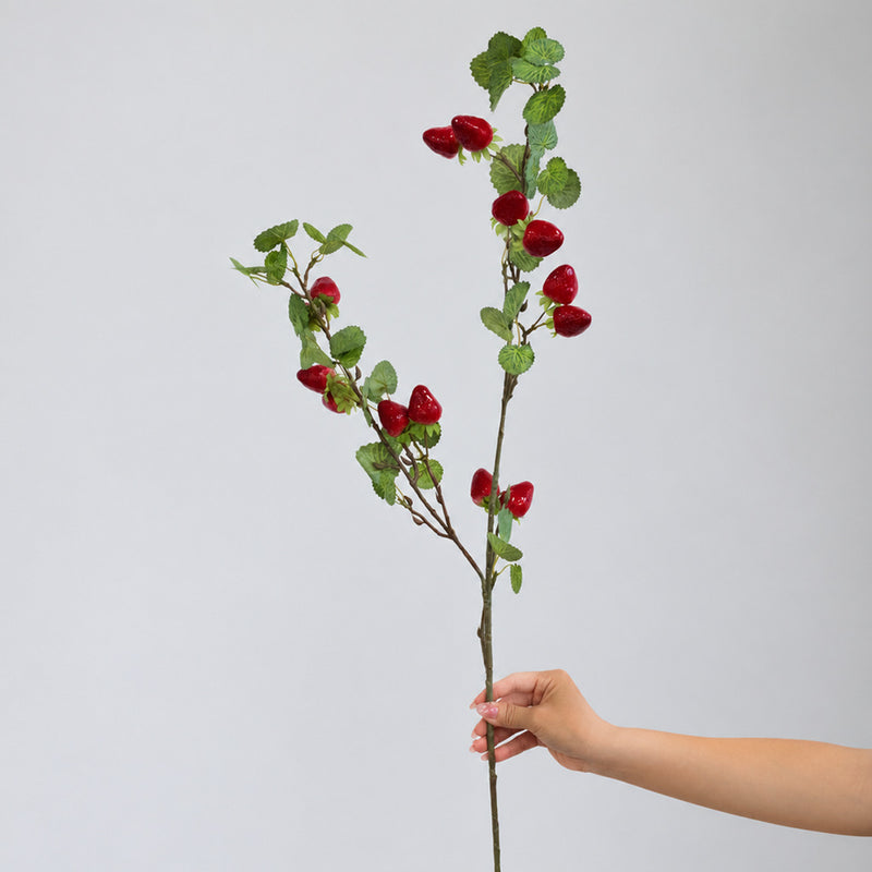 Artificial Wild Berry Bush with Strawberry Fruits, 35" Tall, Foam Material for Home Decor, Wedding Arrangements