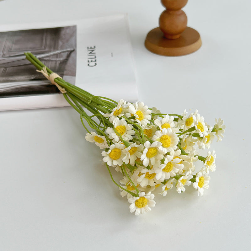 Artificial Chamomile Bouquet, Silk Daisy Flowers, 6 Stems, 10" Tall, Perfect for Home Decor, Weddings, Events, Bulk Wholesale Pricing