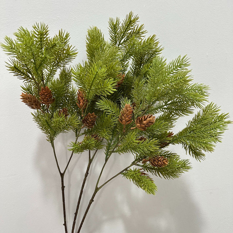 Artificial Pine Bush with Berries, Faux Pine Needle Branch, Plastic PE/PVC, Indoor Outdoor Decor for Home, Wedding & Window Display