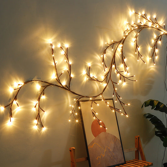 Wedding Decor Warm White LED Vine Branch String Lights - 7.6ft 144-Light US Plug (8 Modes & Remote Control)
