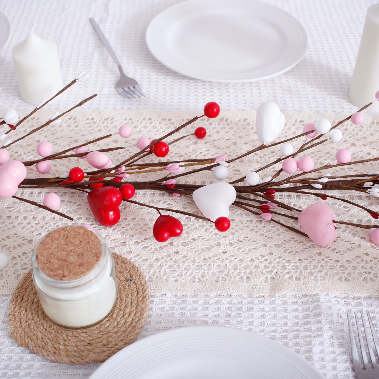 Valentine's Day Heart Vine Decor (15.7x15.7x3.9 Inches) - Romantic Holiday Decoration for V-Day