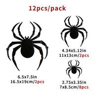 12PCS 3D Spider Wall Stickers | Halloween Party Decor Haunted House Restaurant & Hotel Setup