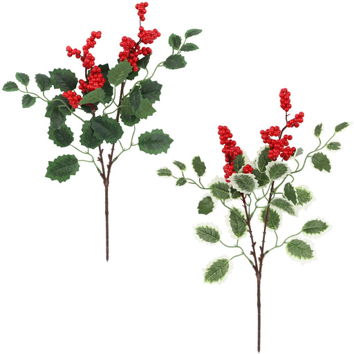6 Bushes 18 Inch Artificial Red Berry Christmas Picking Branches Bulk