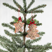 10 Pcs Non-Woven Christmas Tree Star Ornaments with Red Bow Pendant Holiday Decor