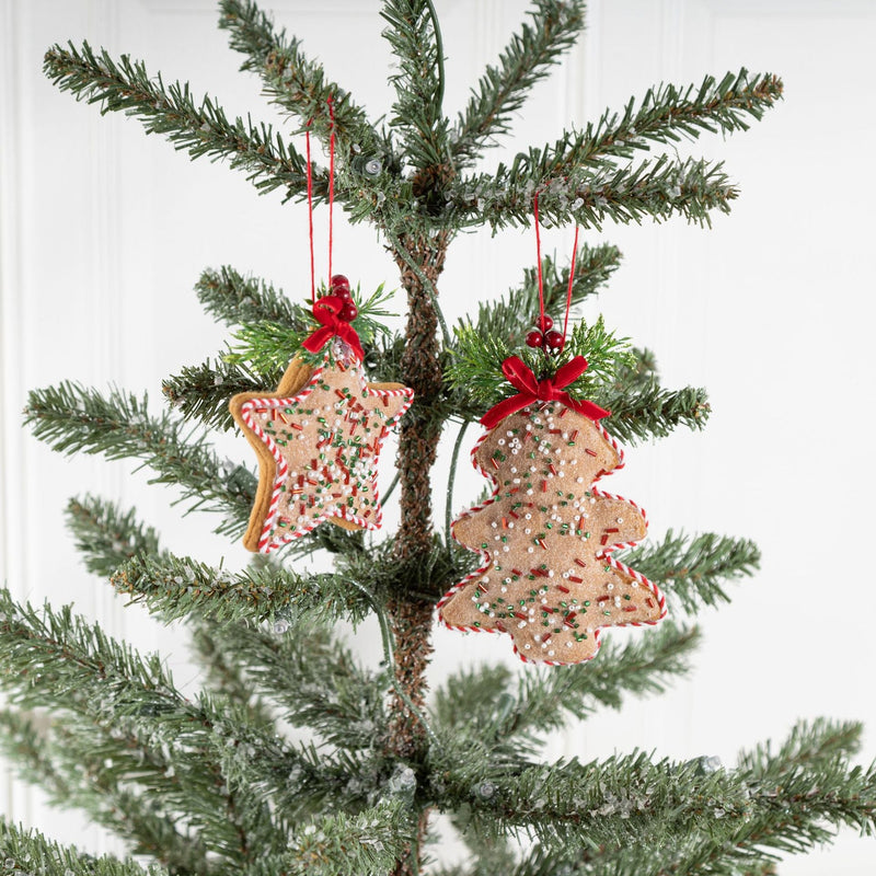 10 Pcs Non-Woven Christmas Tree Star Ornaments with Red Bow Pendant Holiday Decor