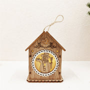 Christmas Ornaments Set 6 Pcs Glowing Hollow-Carved Santa Claus Snowman Elk Bell Tabletop Decorations