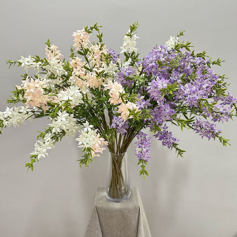 Artificial Lilac Flower Bush, Plastic Faux Lilac Stem 33 in, Rustic Wedding & Home Decor Flowers
