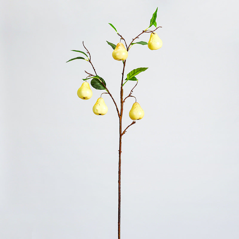 Artificial Pear Branch, Single Stem with 5 Realistic Foam Pears, 39" Tall, Home & Commercial Decor
