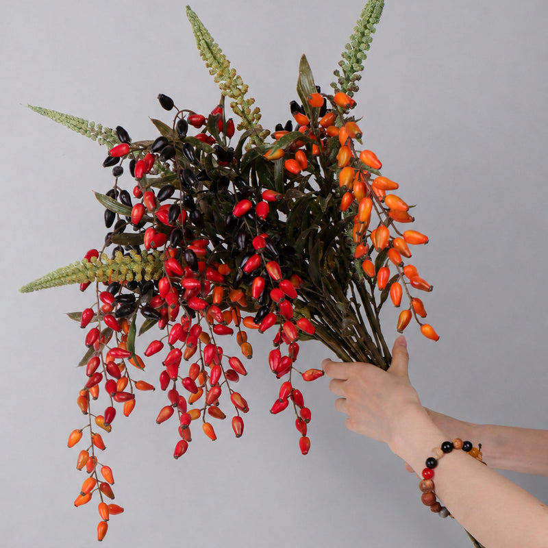 33" Artificial Goji Berry Bush, Realistic Plastic Decorative Foliage for Home, Wedding, and Event Decor