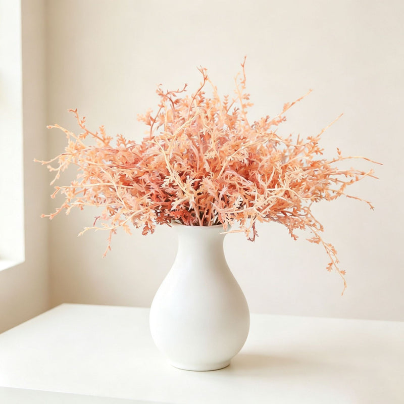 Artificial Rime Frost Flower Bouquet, Set of 5 Stems, 11" Plastic, Wedding, Home & Window Display Decor