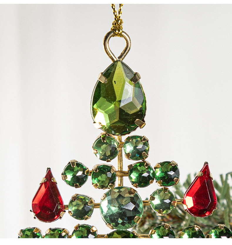 Christmas Tree Ornaments 50 Pcs Acrylic Red Green Gemstone Hanging Decorations Bulk Set