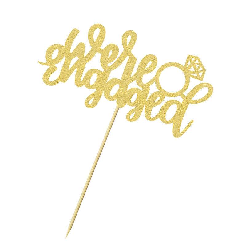 Gold Glitter "We're Engaged" Diamond Ring Cake Topper Romantic Engagement/Wedding Party Decoration