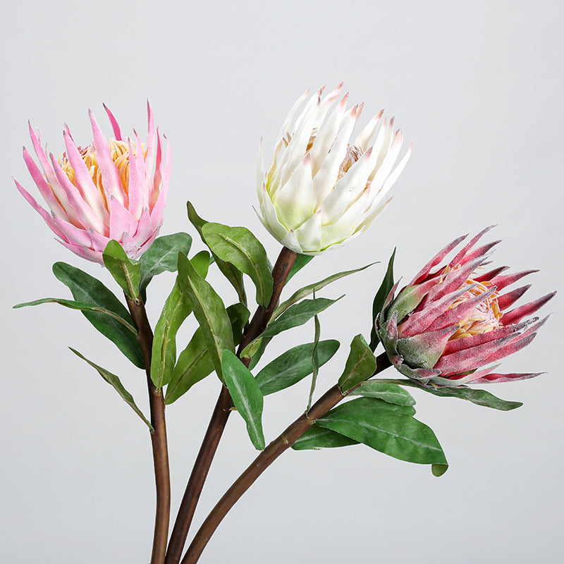 Single Stem Artificial King Protea Flower, 22" Tall, Plastic, Indoor Decor for Home, Weddings & Events