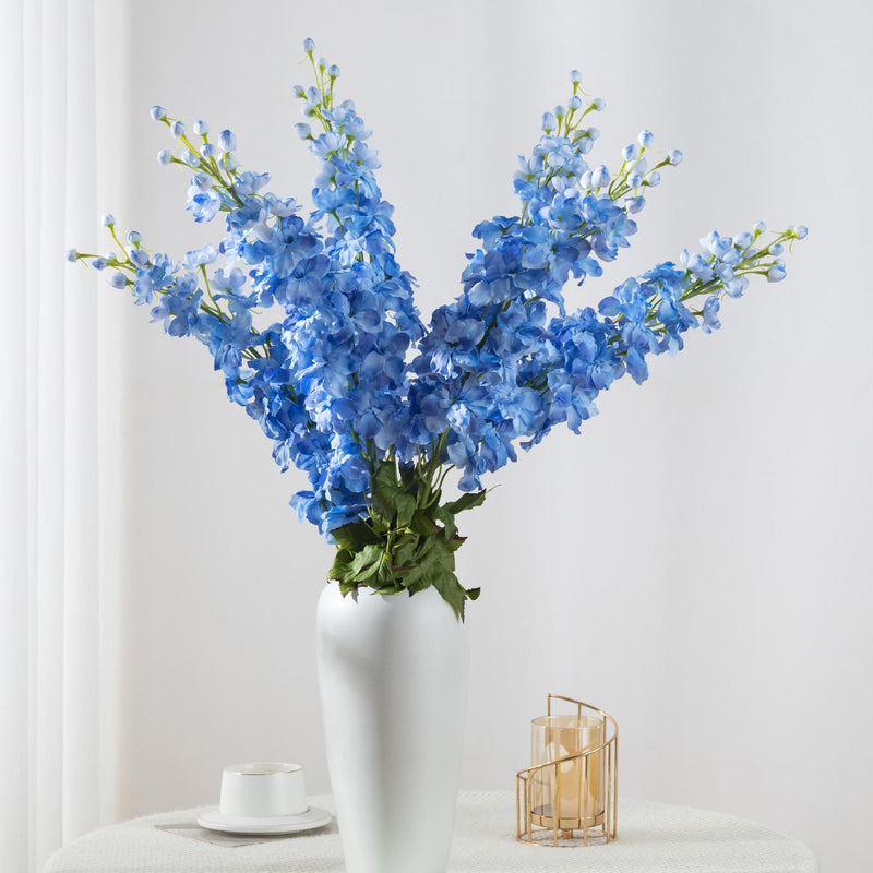 45" Artificial Delphinium Bush, Silk-Like Fabric, Modern Style for Weddings, Home Decor, and Events