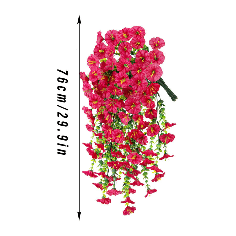 Premium 2 Pcs Morning Glory Vines Silk Flowers UV Resistant Waterproof Wedding Arch Backdrops Hanging Baskets Indoor Outdoor