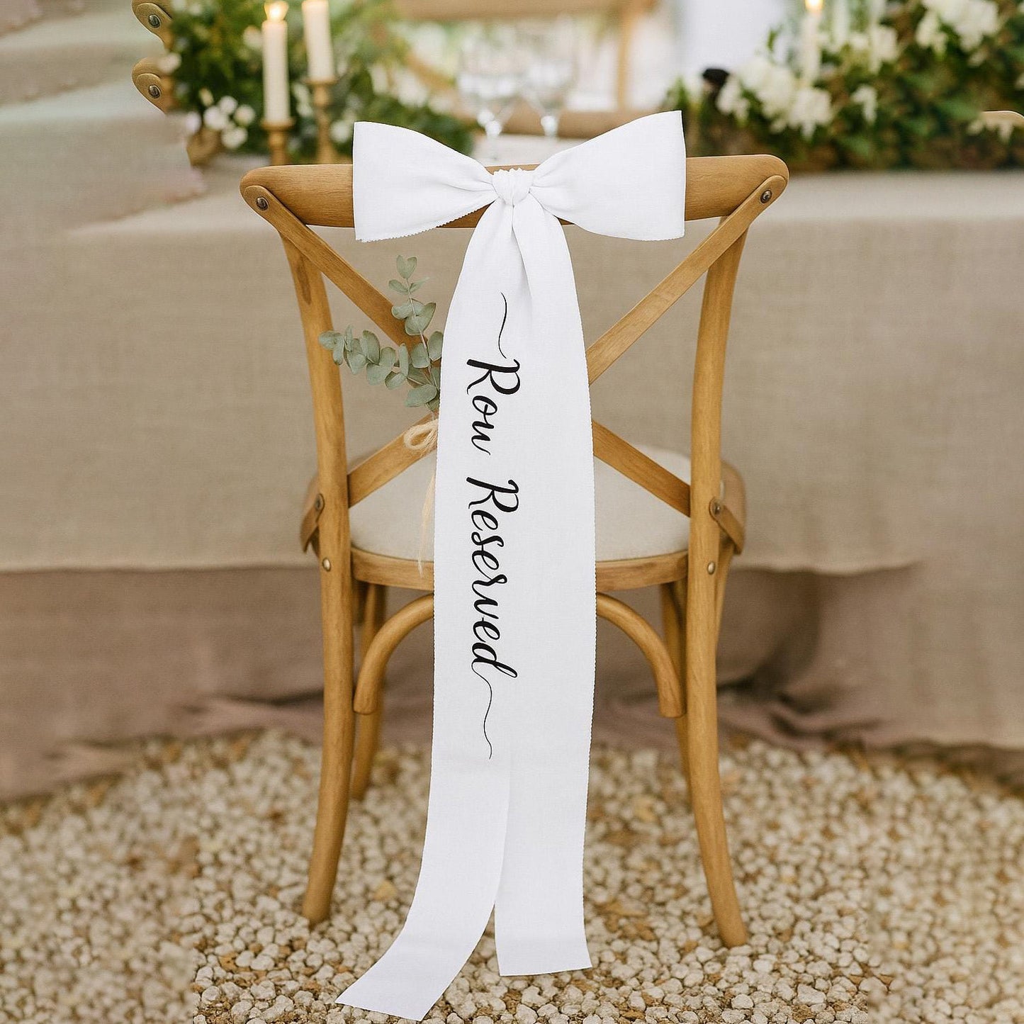 Wedding Reserved Seat Chair Sash - 3.9x118 Inch Satin Ribbon | Unprepped for Custom Bows (Wedding Chair Decor)