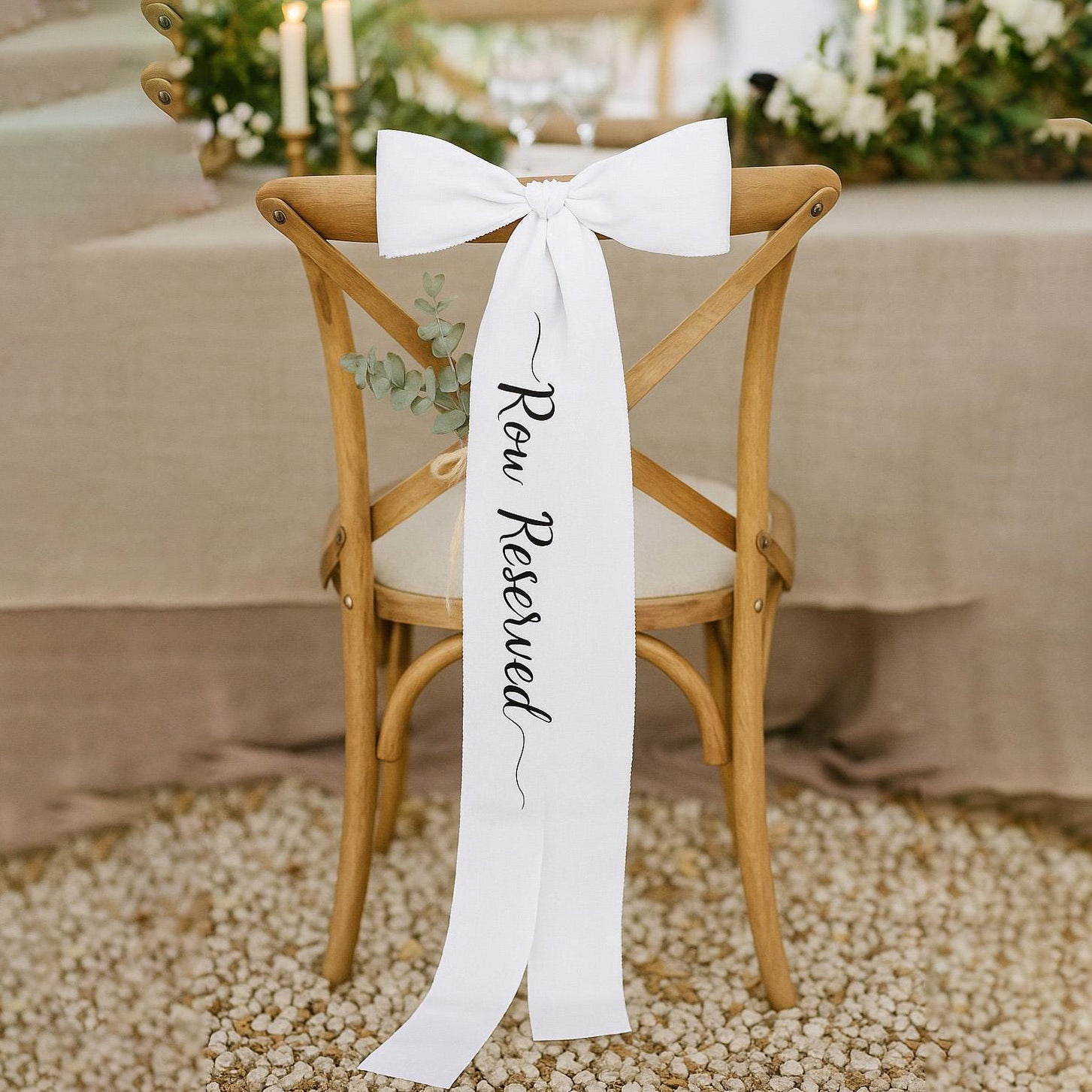 Wedding Reserved Seat Chair Sash - 3.9x118 Inch Satin Ribbon | Unprepped for Custom Bows (Wedding Chair Decor)
