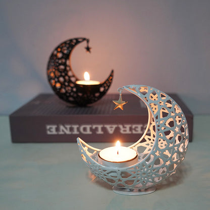 Bulk Moon Shape Candle Holder Hollow Out Candlestick for Home Office Wedding Anniversary Valentine's Day Table Centerpiece Decorations Wholesale