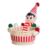Christmas Elf Candy Basket - Festive Treat Holder for Holidays (5.1” x 4.3” x 2.8”)