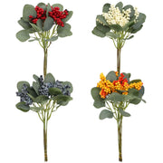 6 Pcs Artificial Holly Berry Stems with Green Leaves for Christmas Decoration