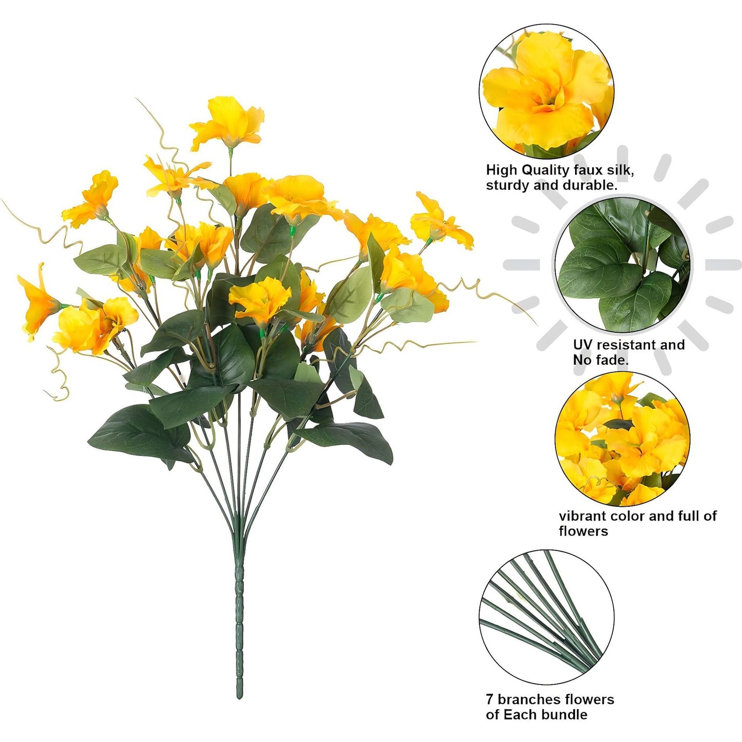 Premium UV-Resistant Artificial Hibiscus Flowers 8 Bundles Faux Silk Plants for Outdoor Garden Porch Patio Vase Decor High-Quality