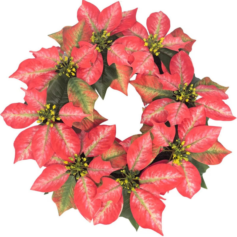 Artificial Poinsettia Garland, 18" Christmas Vine for Holiday Decor, Door Hanging & Commercial Displays