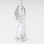 Crystal Clear Angel Christmas Ornaments with Gold Wings, Bulk Holiday Tree Hanging Pendants, Wholesale Set