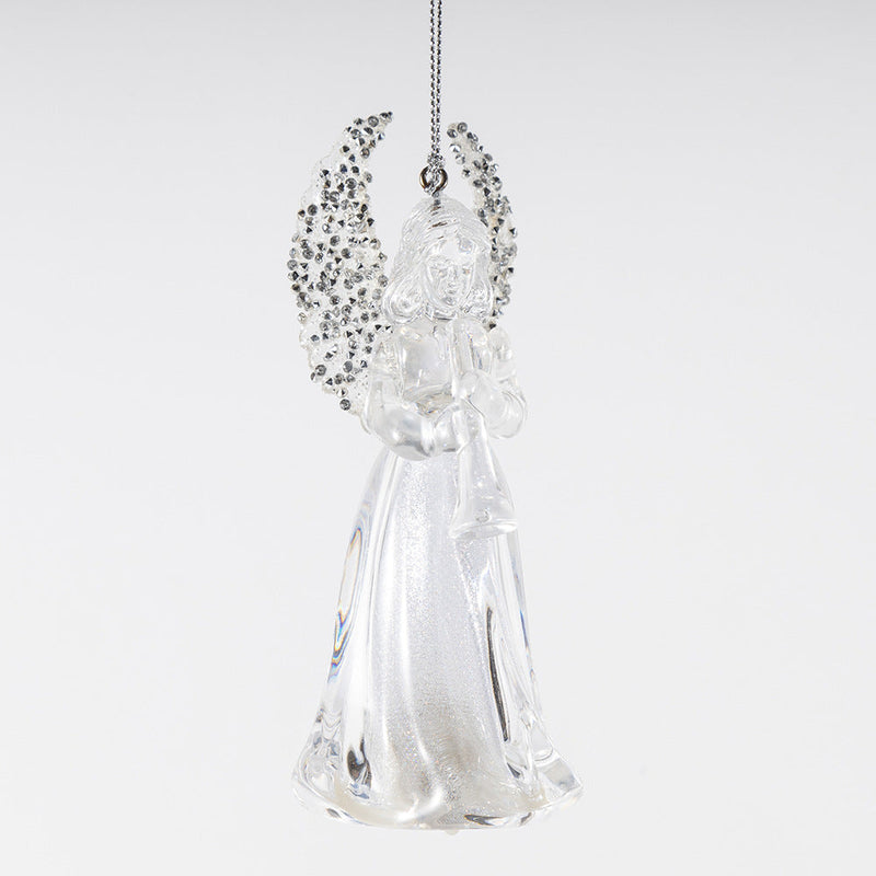 Crystal Clear Angel Christmas Ornaments with Gold Wings, Bulk Holiday Tree Hanging Pendants, Wholesale Set