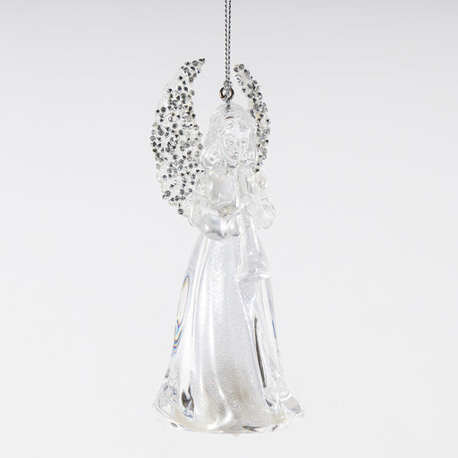 Crystal Clear Angel Christmas Ornaments with Gold Wings, Bulk Holiday Tree Hanging Pendants, Wholesale Set