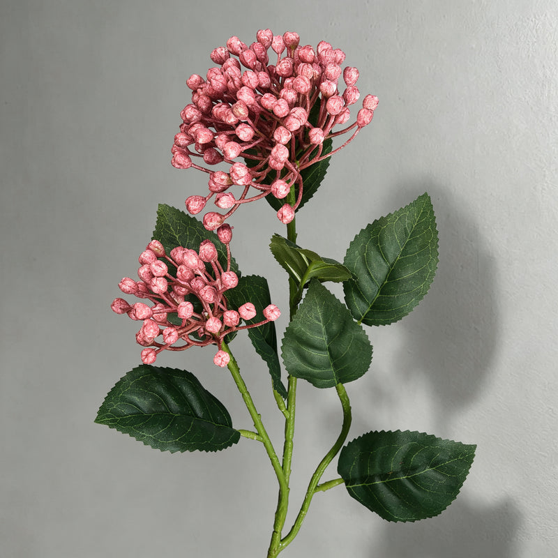 Artificial Wild Berry Bush with Leaves, 2 Berry Clusters, Plastic, for Wedding, Home & Window Display