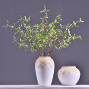 3 Pcs Artificial Mistletoe Stems with Leaf and Pearl Fruit, 12 Inch Winter Xmas Floral Arrangement
