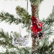 Acrylic Transparent Bird Christmas Ornaments with Pine Cones and Pine Needles, Hanging Decorations for Xmas Tree, Bulk Set