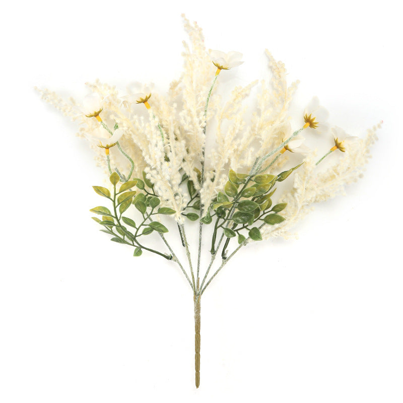 Artificial Wildflower Bush with 7 Blooms, 14" Tall, Silk-Like Fabric, Indoor Decor