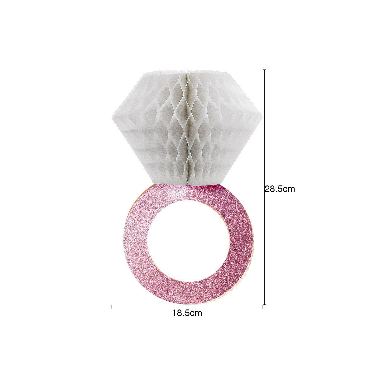 Bachelorette Party Diamond Ring Honeycomb Decor - 11in Bride-to-Be Hanging Decoration (2-Pack)