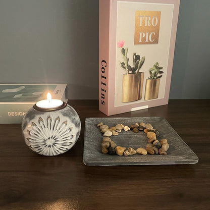 Bulk Wooden Ball-Shaped Candle Holder with Tray Centerpieces for Home Decor Wedding Party Events Wholesale