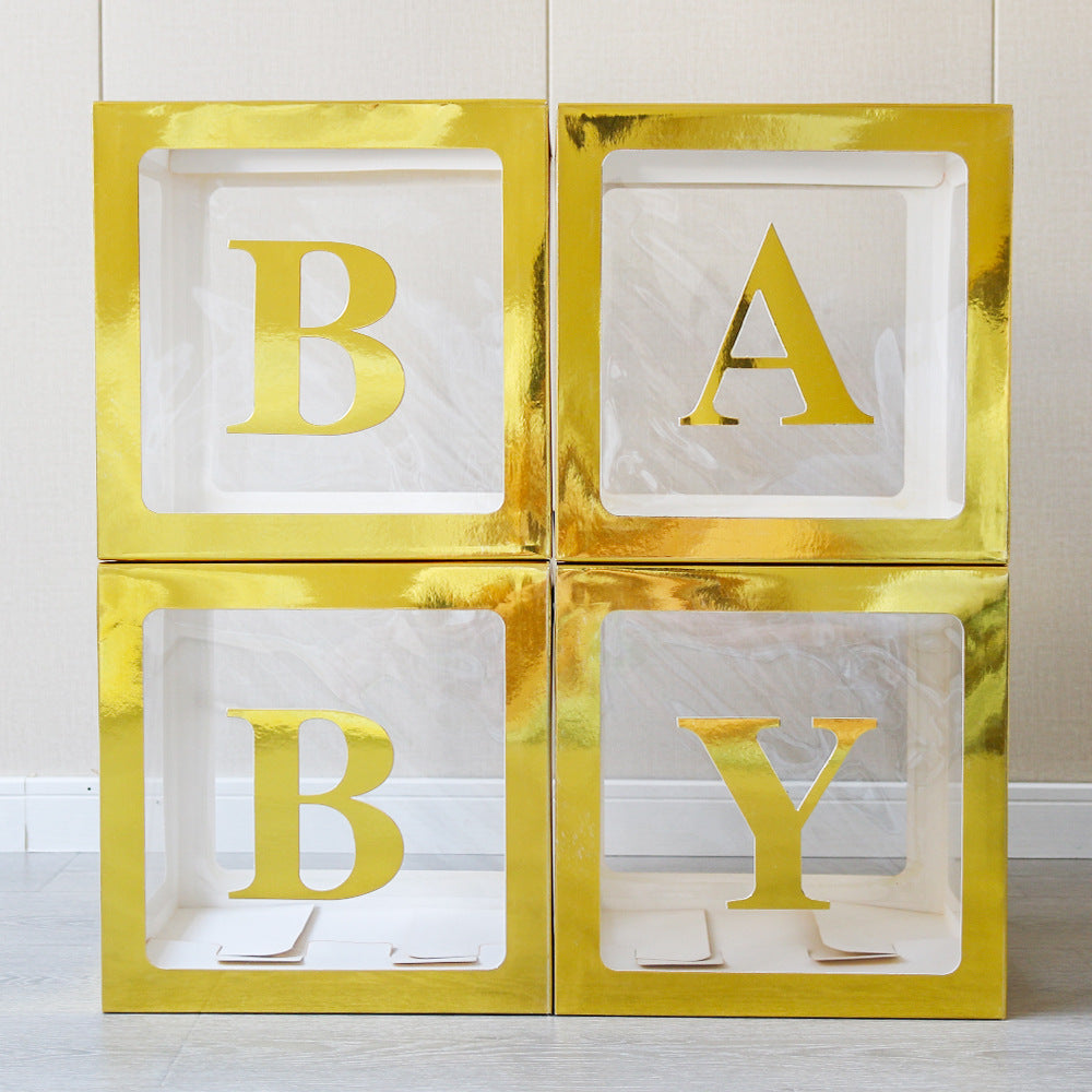 Bulk 4 Pcs Clear Balloon Boxes with Letters for Baby Shower Birthday Party Backdrop Decor Wholesale