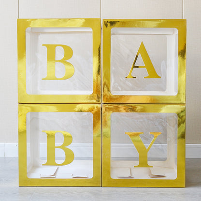 Bulk 4 Pcs Clear Balloon Boxes with Letters for Baby Shower Birthday Party Backdrop Decor Wholesale