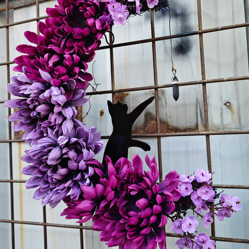 14 Inch Moon Cat Halloween Glowing Artificial Flower Rattan Wreath for Front Door, Bulk Wholesale