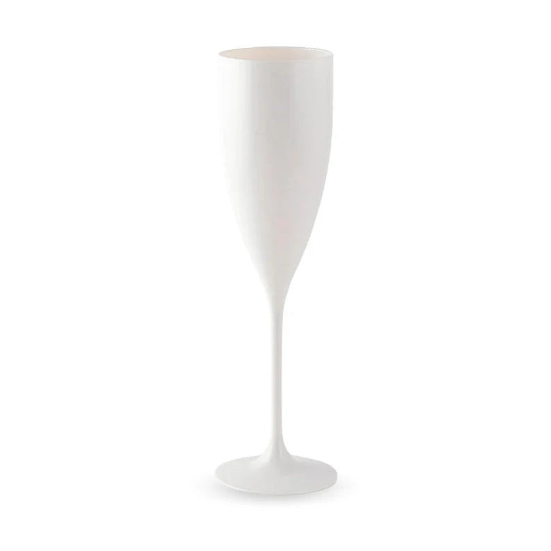 Customized White Plastic Champagne Flutes - Wedding 3-Pack 5oz