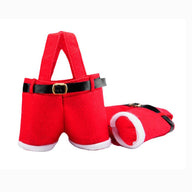 Santa-Pants Gift Bag – 11.4"×7.5" Large & 9.4"×6.7" Small Reusable Candy-Wine-Coke Carrier Funny Christmas Wrapper