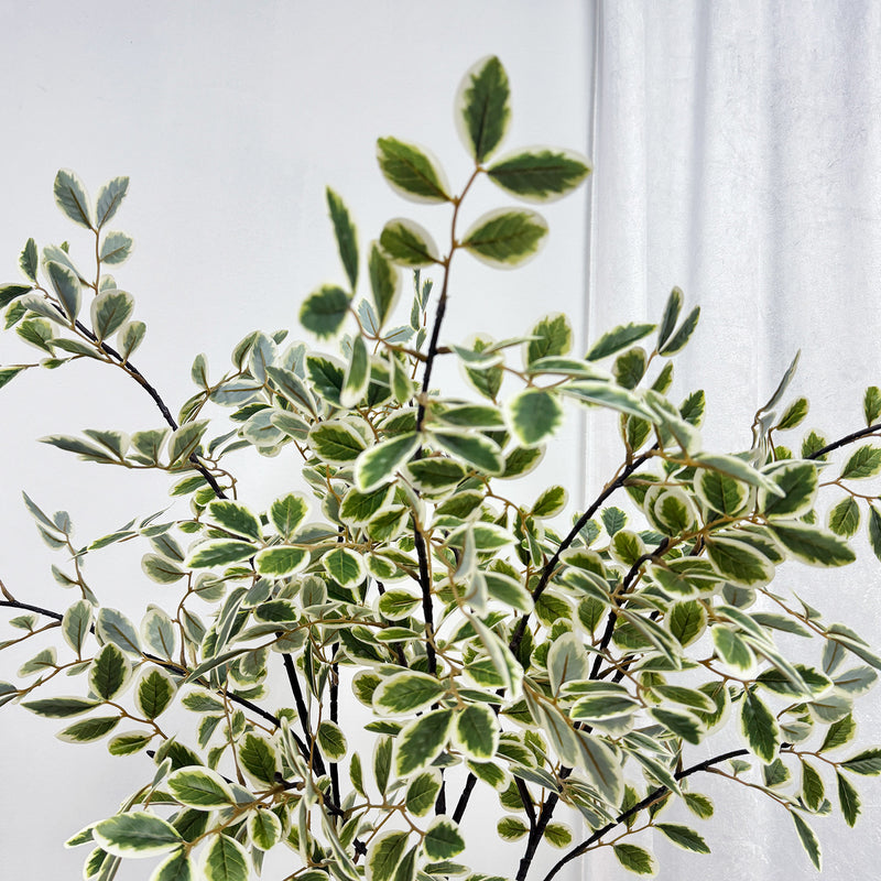 Artificial Russian Olive Leaf Branch Bush, Plastic Autumn Foliage Stem, Long Faux Greenery for Home, Window Display & Events