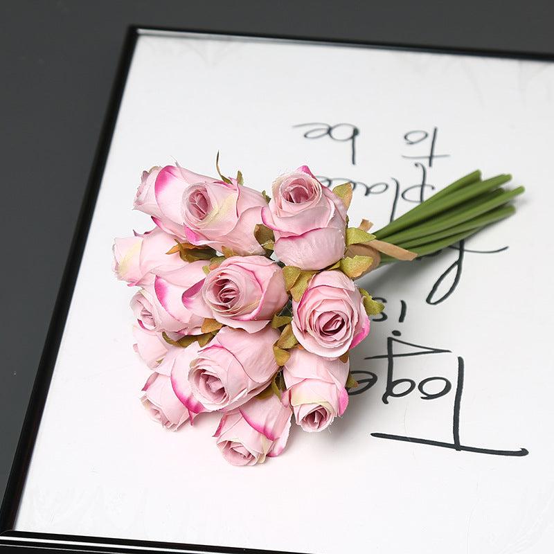 12-Bloom Artificial Rose Bouquet, Silk-Like Fabric, 10" Height, Perfect for Weddings, Events, and Home Decor