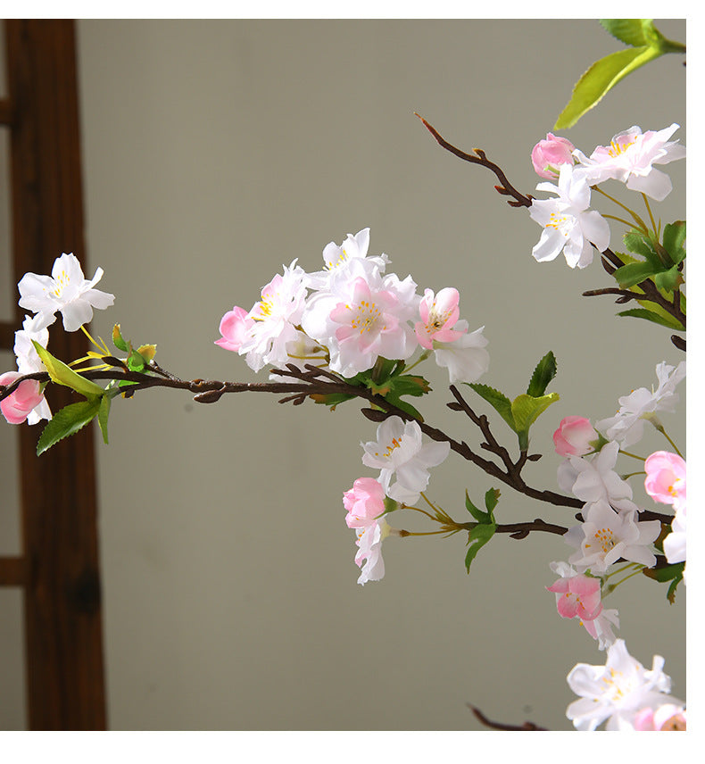 Single Stem Cherry Blossom Artificial Flower, Modern Elegant Silk Floral Decoration for Home, Wedding, and Commercial Spaces, 36"